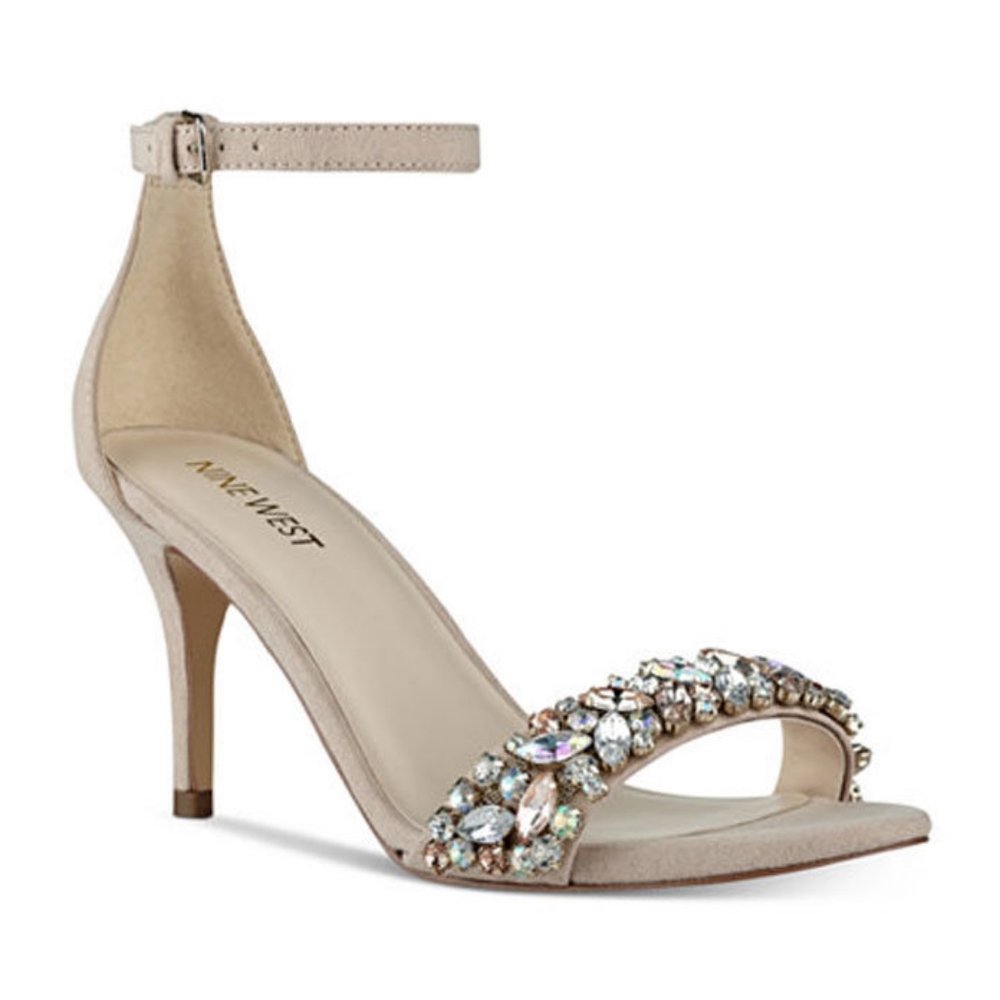 *Worn once indoors* Nine West Innocent Embellished Evening Sandals - Size 12